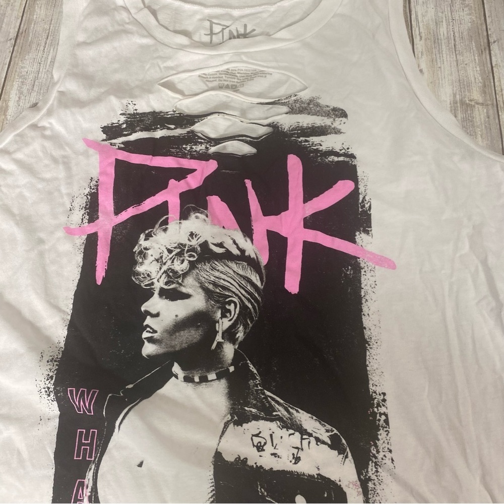 Torrid Pink What About Us Slashed Tank Top White Sz 3 NWT